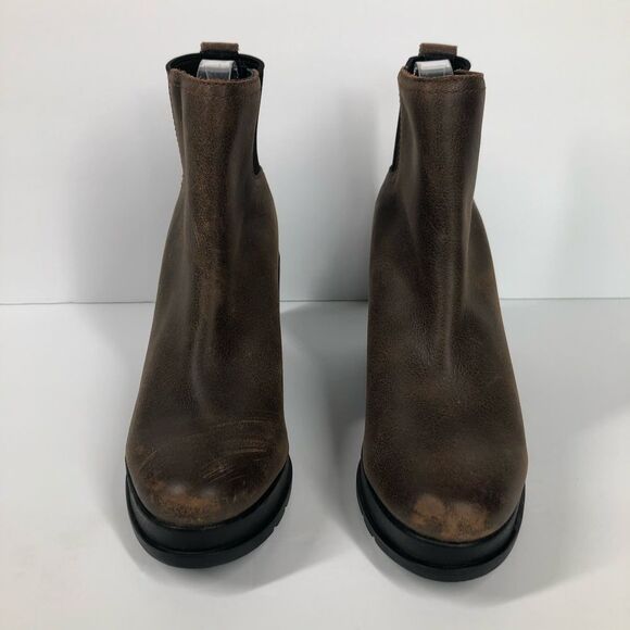 Sorel Womens Blake Chelsea Brown Leather Ankle Booties Size 7 Block Heel Boots - Picture 4 of 12